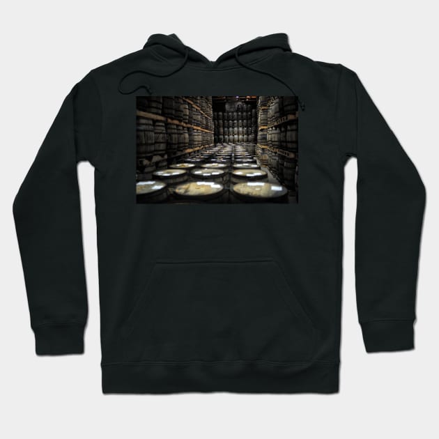 Whisky casks stored in a Whisky warehouse, Scotland Hoodie by richflintphoto